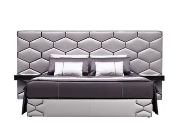 DIAMOND - Double bed with upholstered headboard and integrated nightstands by Siwa Soft Style - view 2